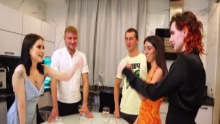 Darcy Dark - Student orgy in 3 couples under the chimin