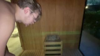 Sucking off a random guy in the sauna