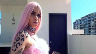 Pink Hair German Teen Penny in Fishnet Stockings Outdoor Sex by older Guy