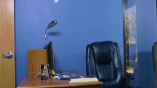 Busty office gitl in black stockings enjoys her anal fu